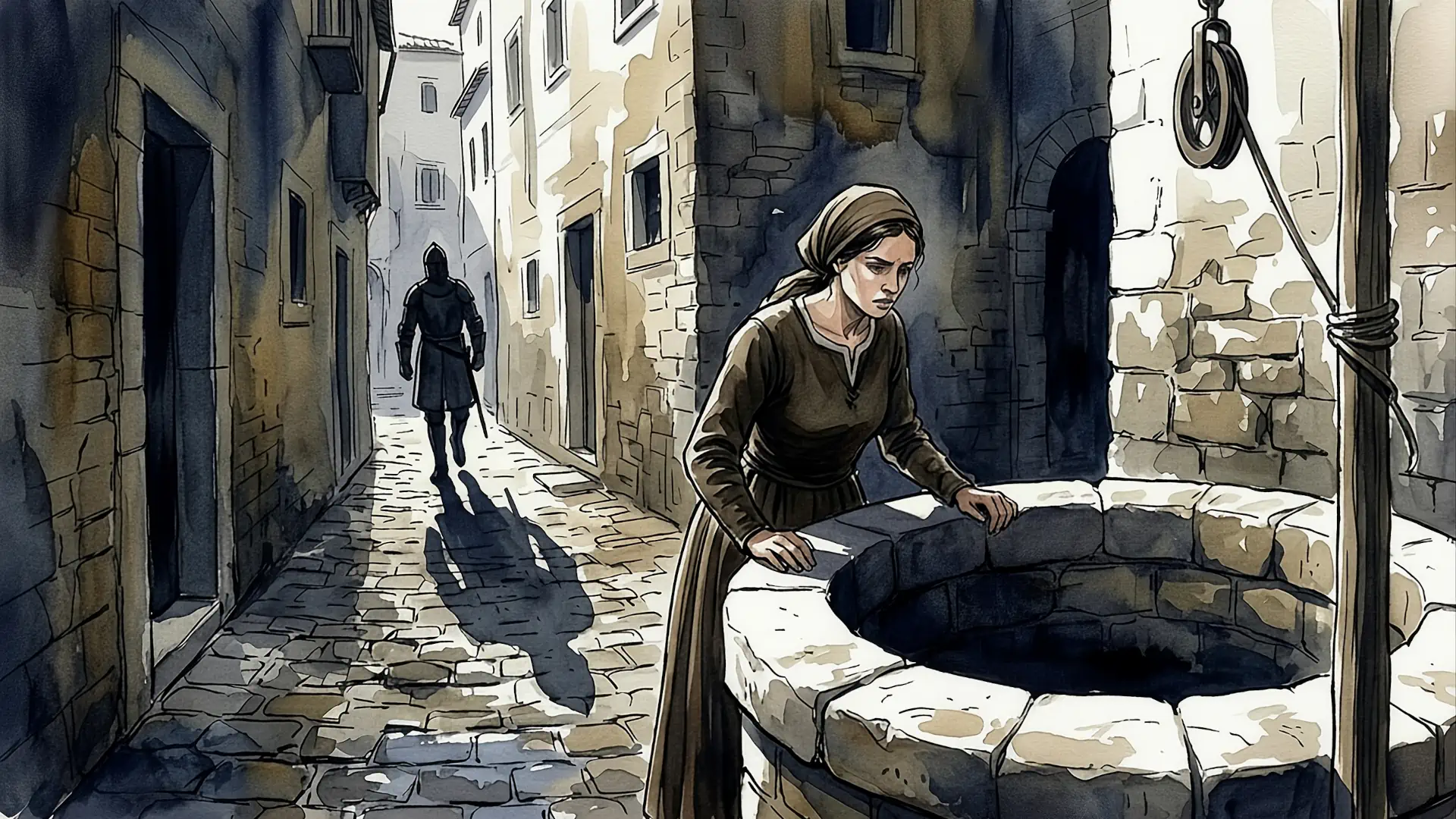 Illustrazione artistica ad acquerello della leggenda popolare di Gammazita